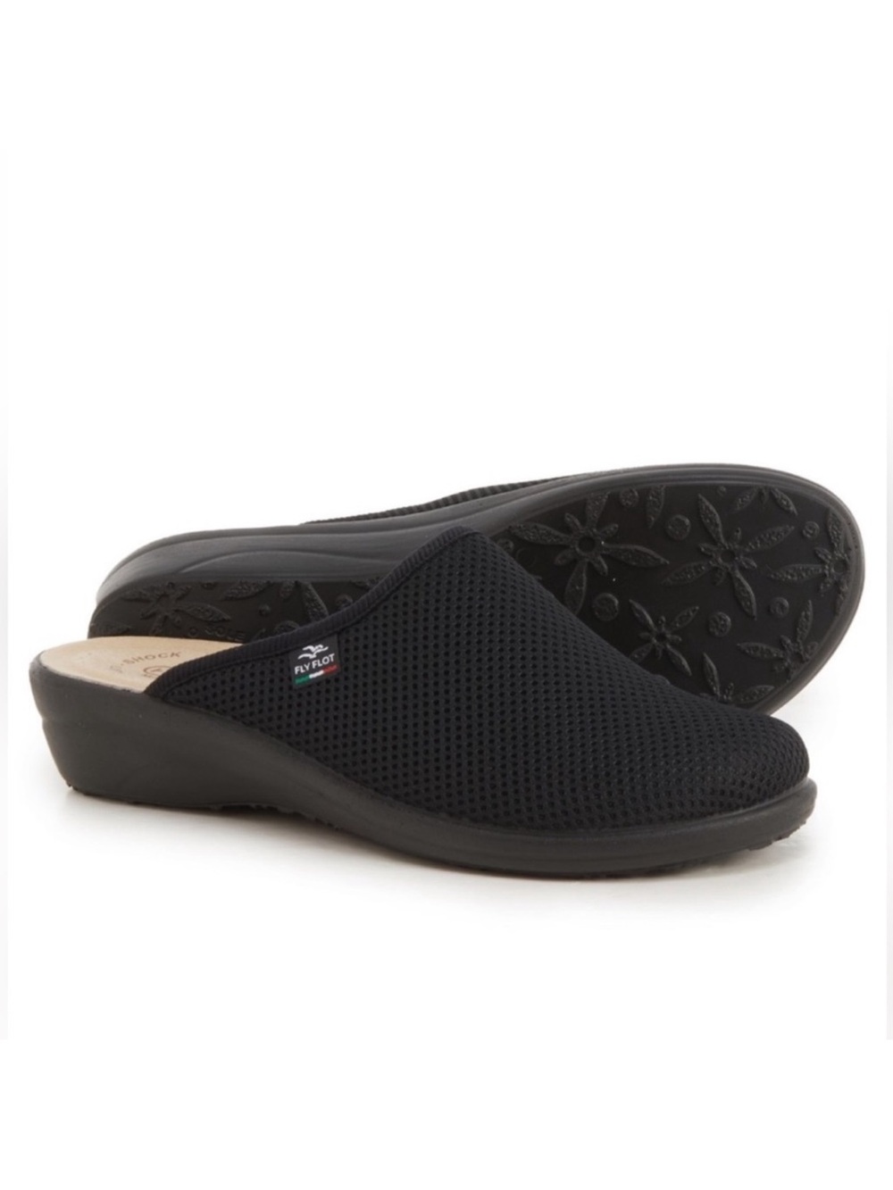 Fly Flot Black Mesh Clogs Mules Women's Size 6.5 EU 37